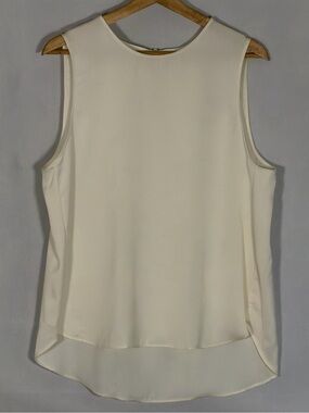 Banana Republic Blouse Women L Ivory Cream Sleeveless High Low Career Top